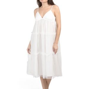 ENGLISH FACTORY WHITE TULLE MIDI DRESS SIZE XS M NWT